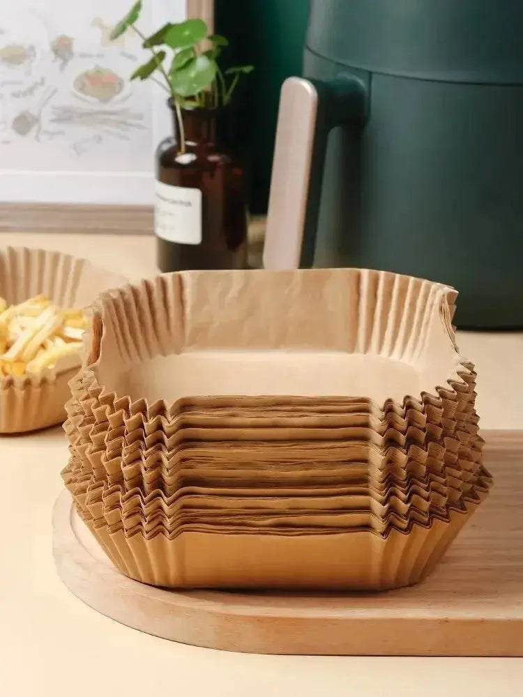 50Pcs Air Fryer Disposable Paper Non-Stick Airfryer Baking Papers Round Air-Fryer Paper Liners Paper Kitchen Accessories