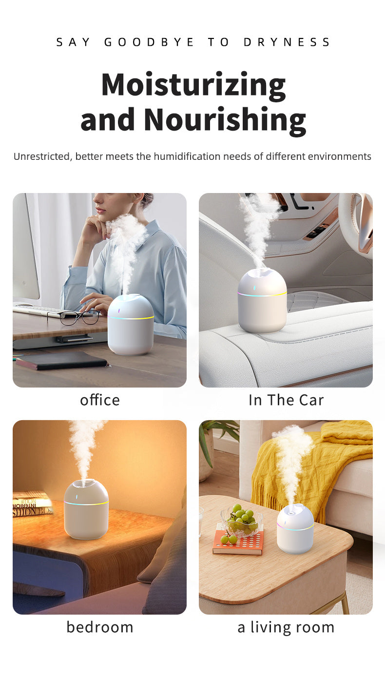 270ML Air Humidifier Cool Mist Aroma Diffuser LED Night Light  power-off protect USB Humidificador For Home Office