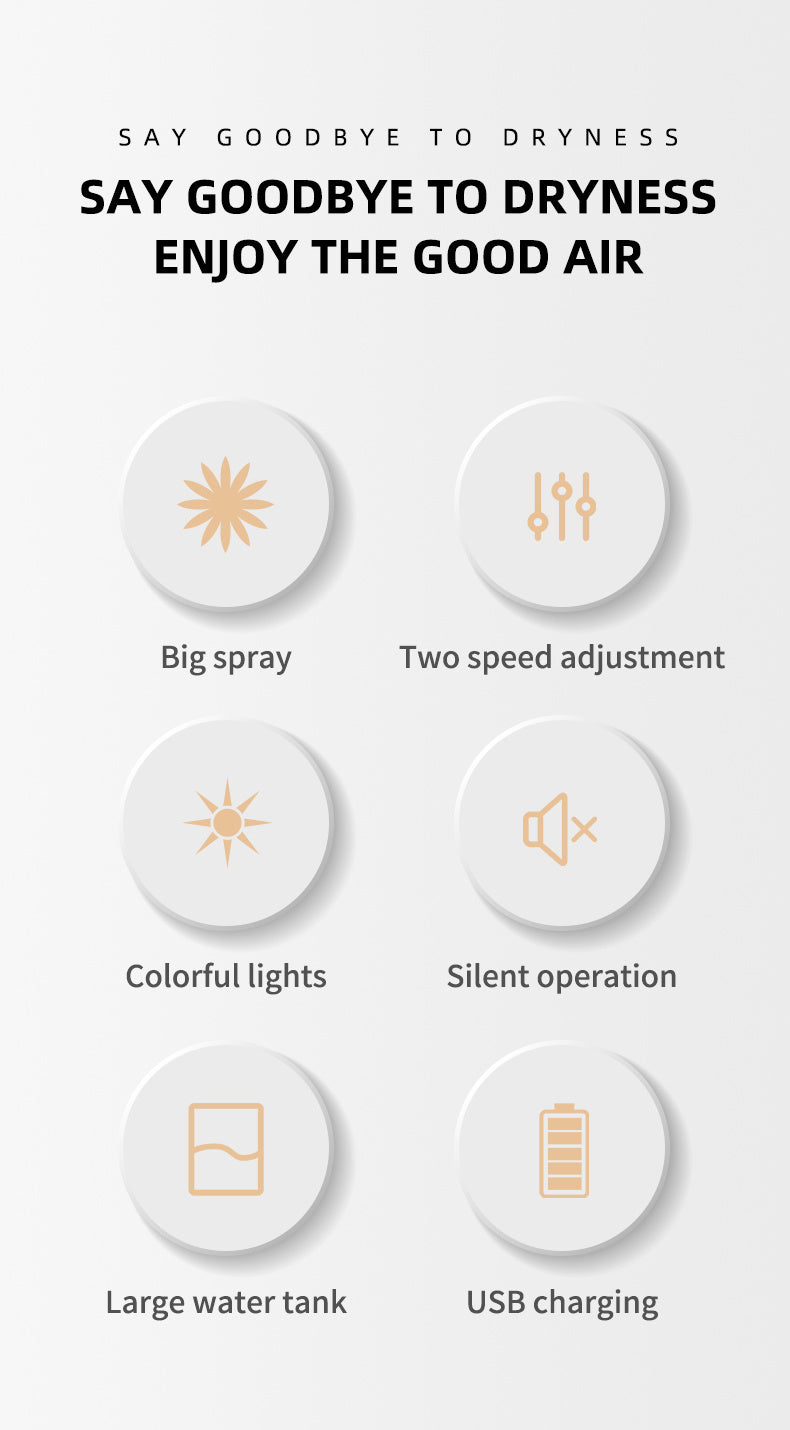 270ML Air Humidifier Cool Mist Aroma Diffuser LED Night Light  power-off protect USB Humidificador For Home Office